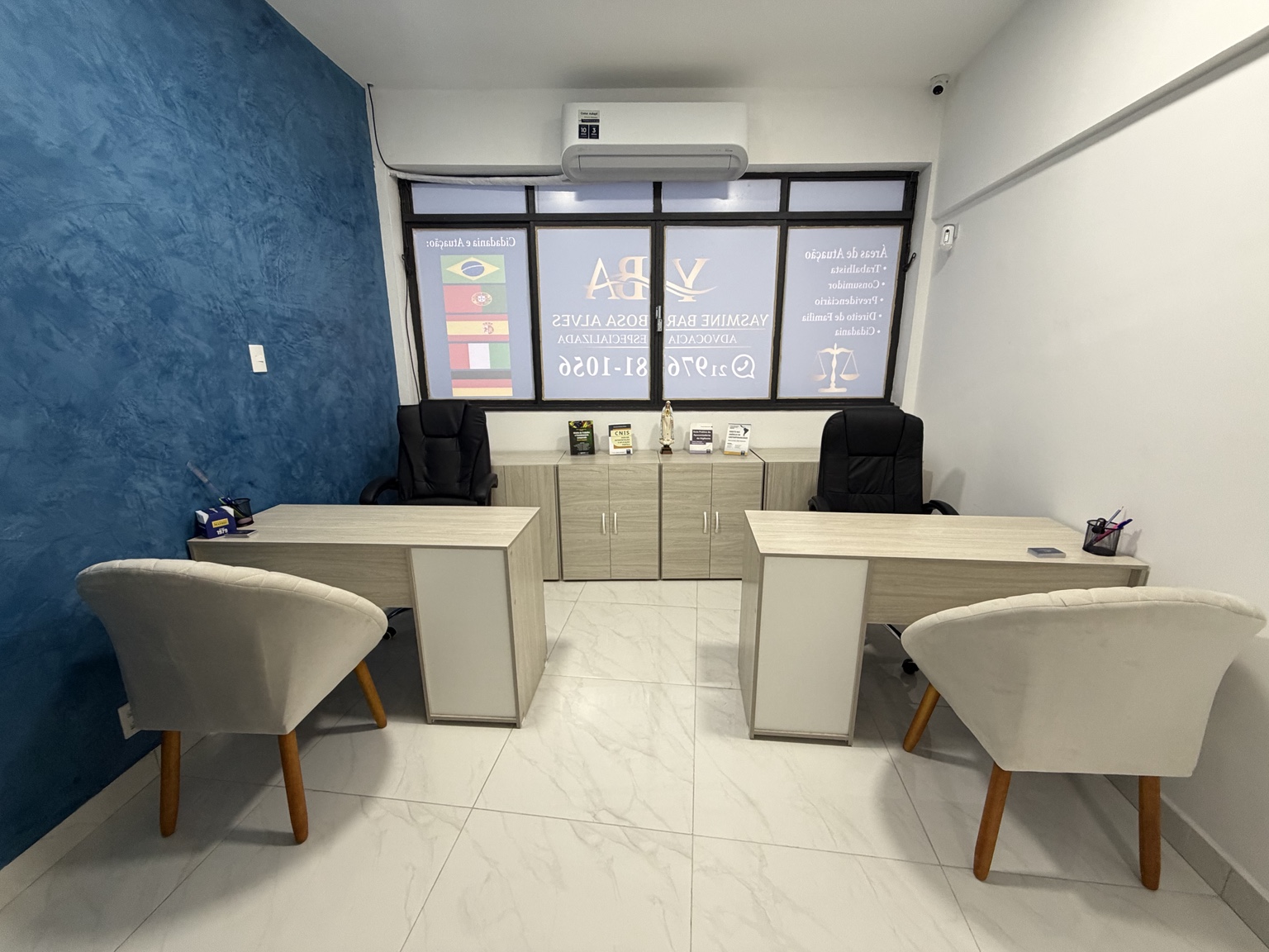 Sala de atendimento do escritório da YBA Advocacia Especializada